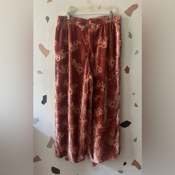 NEW Anthropologie x Hutch Floral Burnout Velvet Wide Leg Pants size XL - Picture 9 of 12